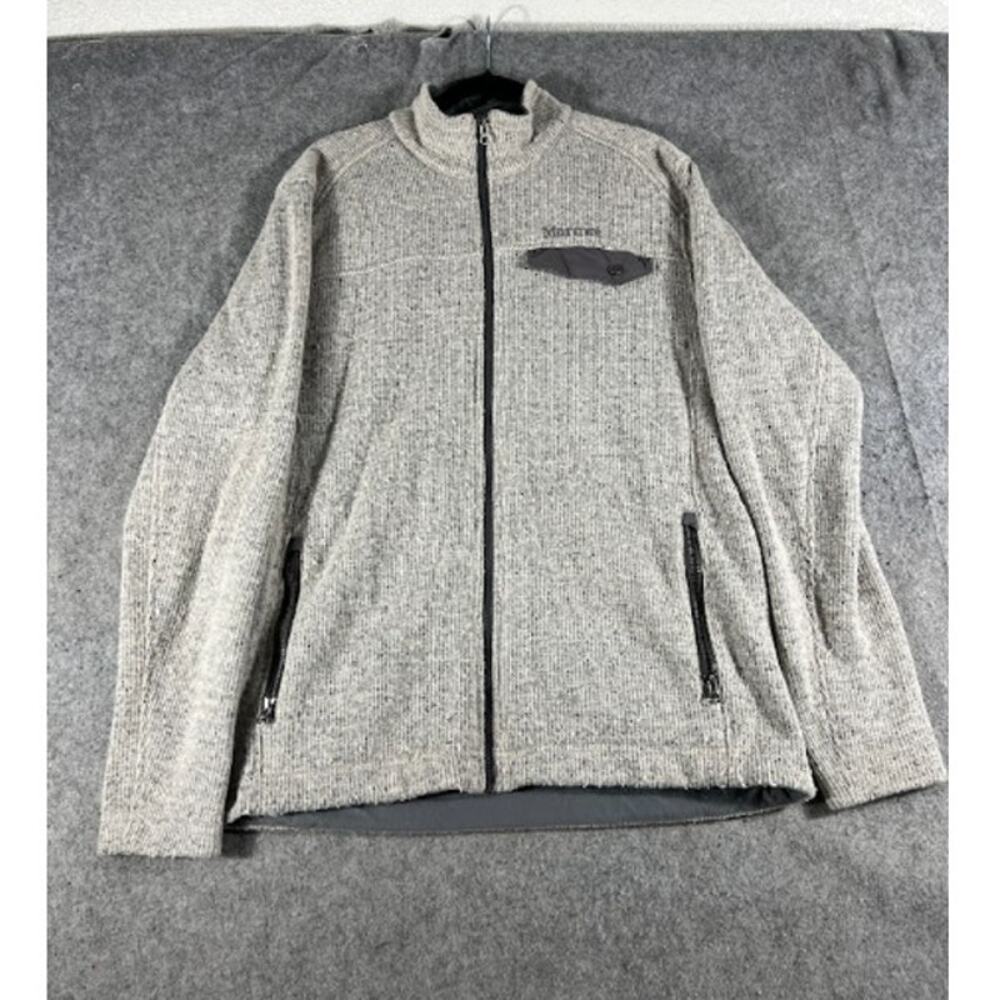 Marmot Poacher Pile Full Zip Sweater Fleece Jacket Mens XL Gray Oatmeal Gorpcore